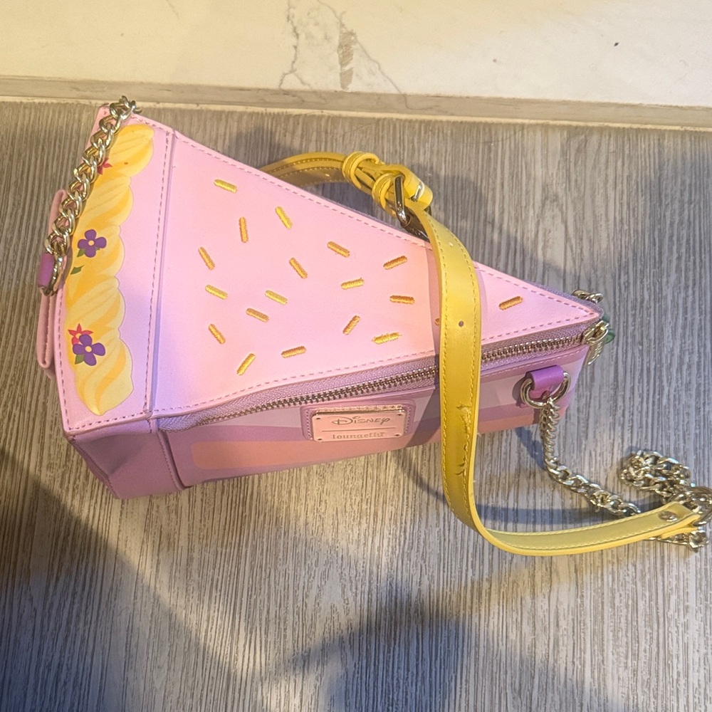 Disney Tangled Loungefly Pink and Purple Cake Slice Bag - Picture 7 of 14
